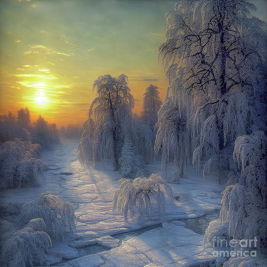 Winter Digital Art - Frozen Winter World by Elisabeth Lucas