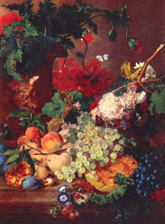 Jan Van Huysum Painting - Fruit and Flowers by Jan van Huysum