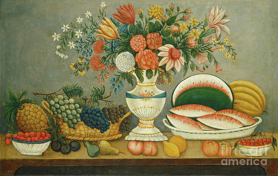 Fruit And Flowers Painting by Tina LeCour Fruit And Flowers Painting by Tina LeCour