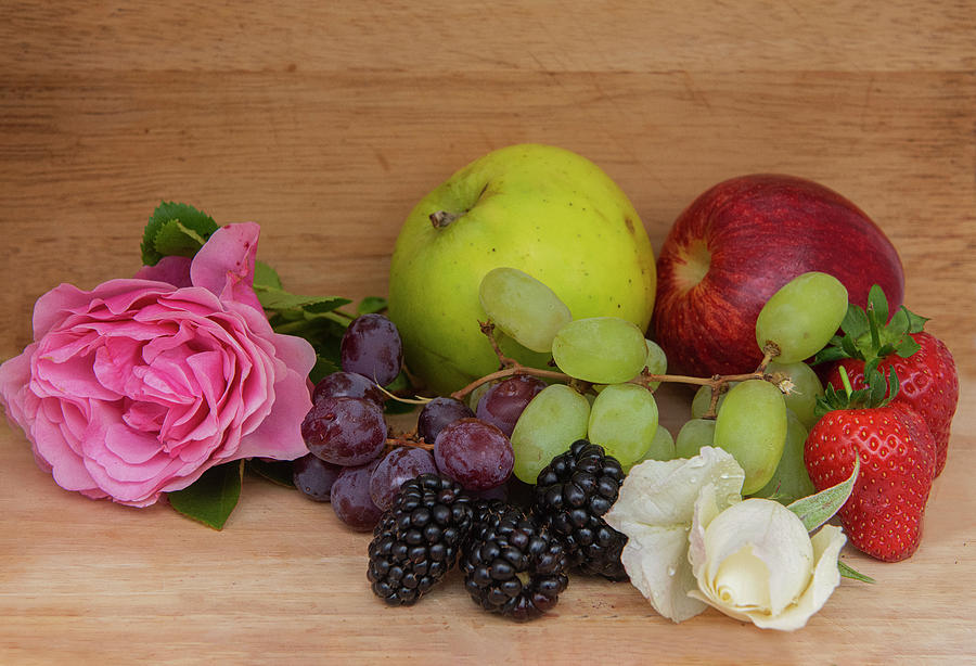Fruit and roses Still life Photograph by Gareth Parkes
