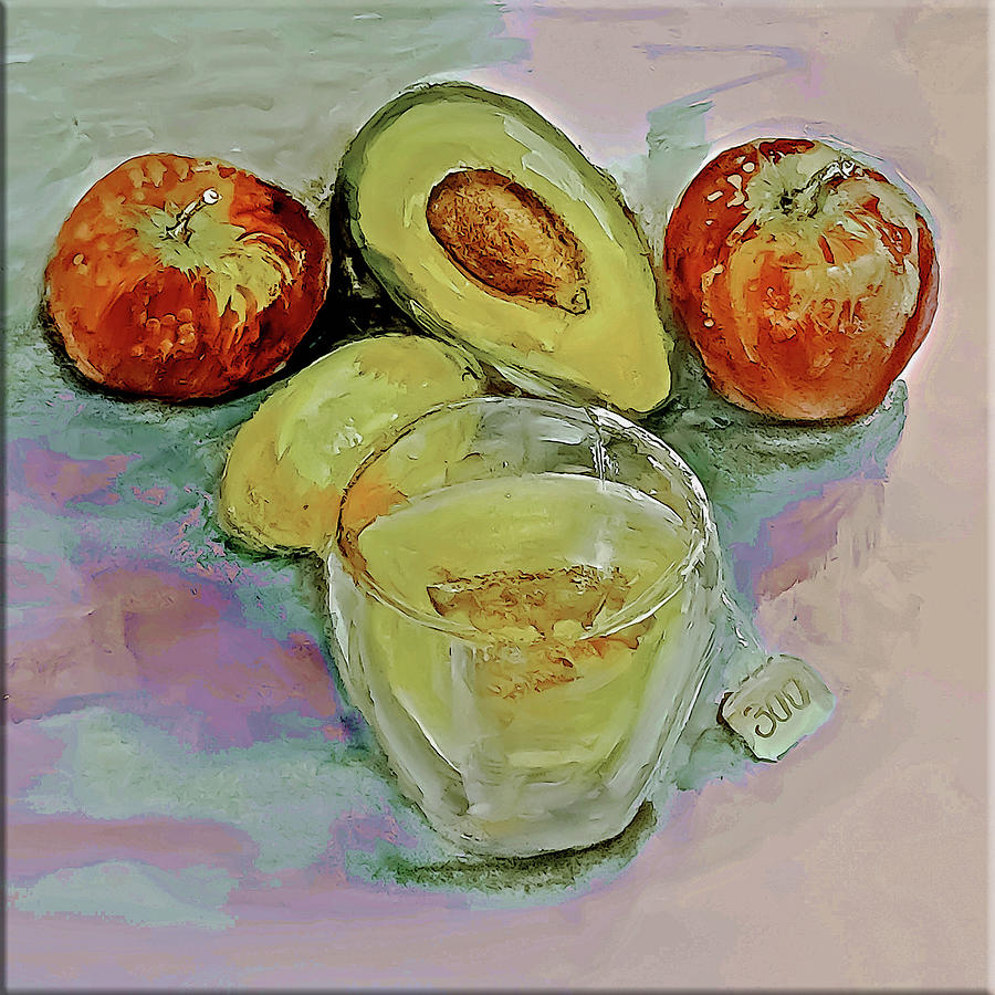 Fruit And Tea Snack Watercolor Mixed Media by Lisa Kaiser