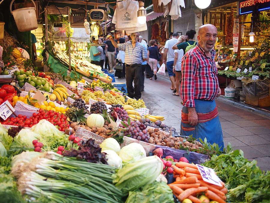 Fruit and veg market stall in Istanbul Photograph by Mike_Sheridan