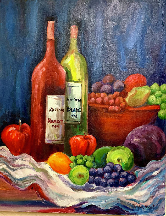 Fruit and Wine Painting by Karen Fontenot Fruit and Wine Painting by Karen Fontenot