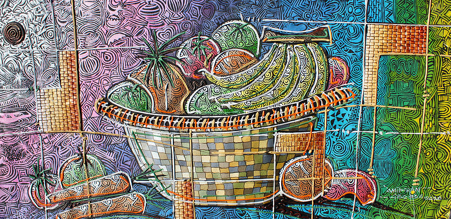 Fruit Basket Painting by Paul Gbolade Omidiran