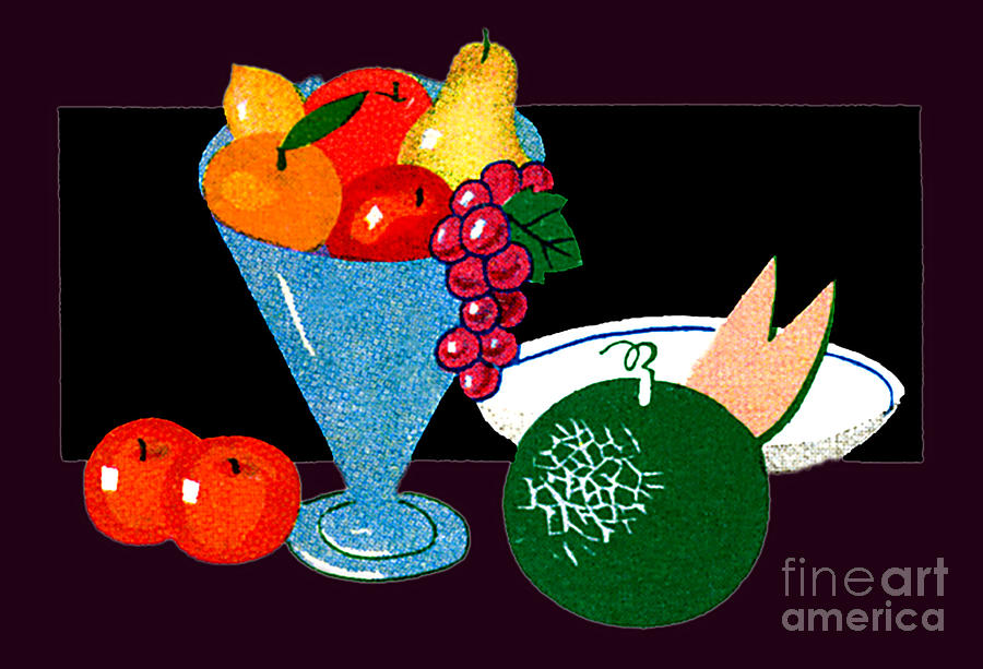 Fruit Bowl Illustration Painting by Unknown