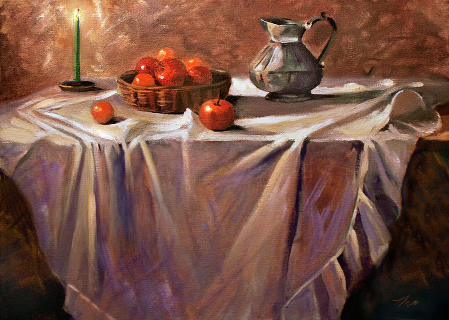 Fruit by Candle Light Painting by Nancy Griswold