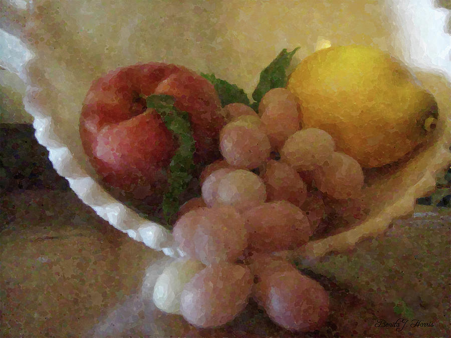 Fruit in Milk Glass Bowl Photograph by Robert Harris