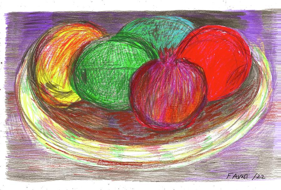 Fruit Platter Drawing by Fran Avni Pixels