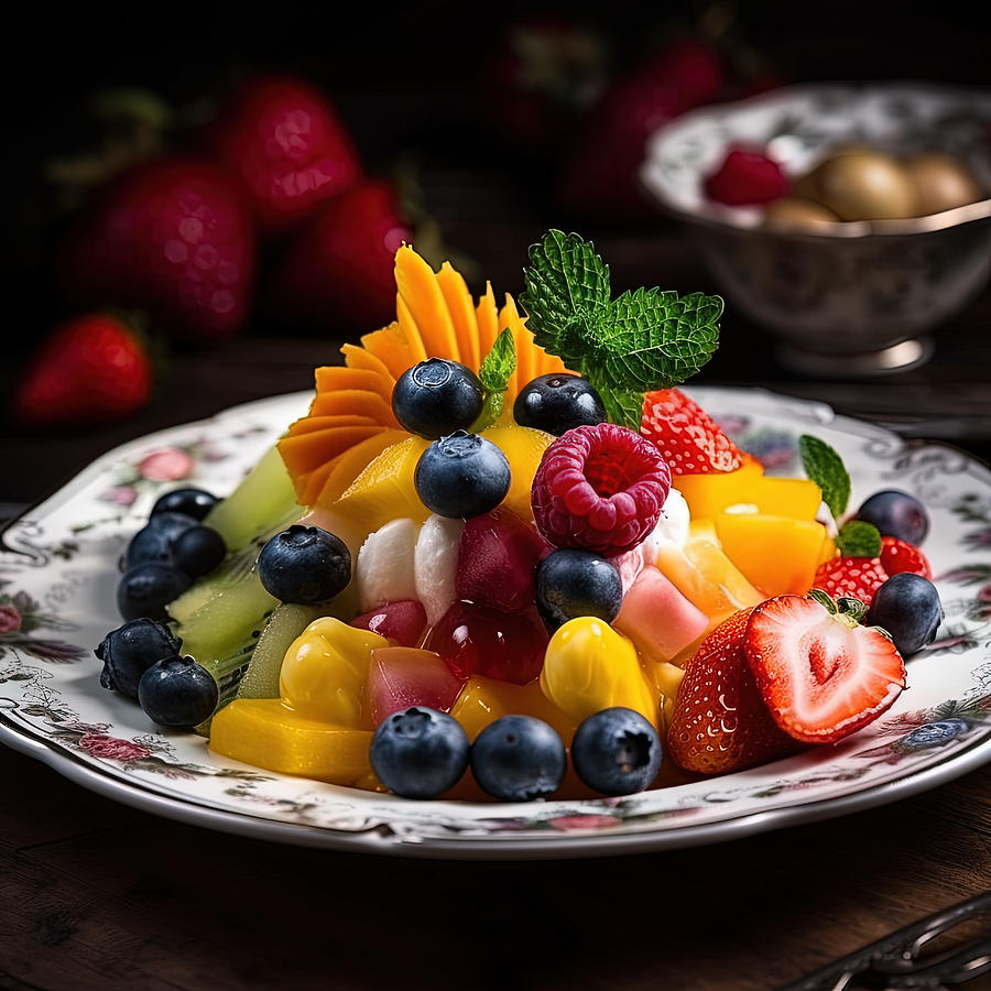 Fruit Salad Served Digital Art by Lily Malor