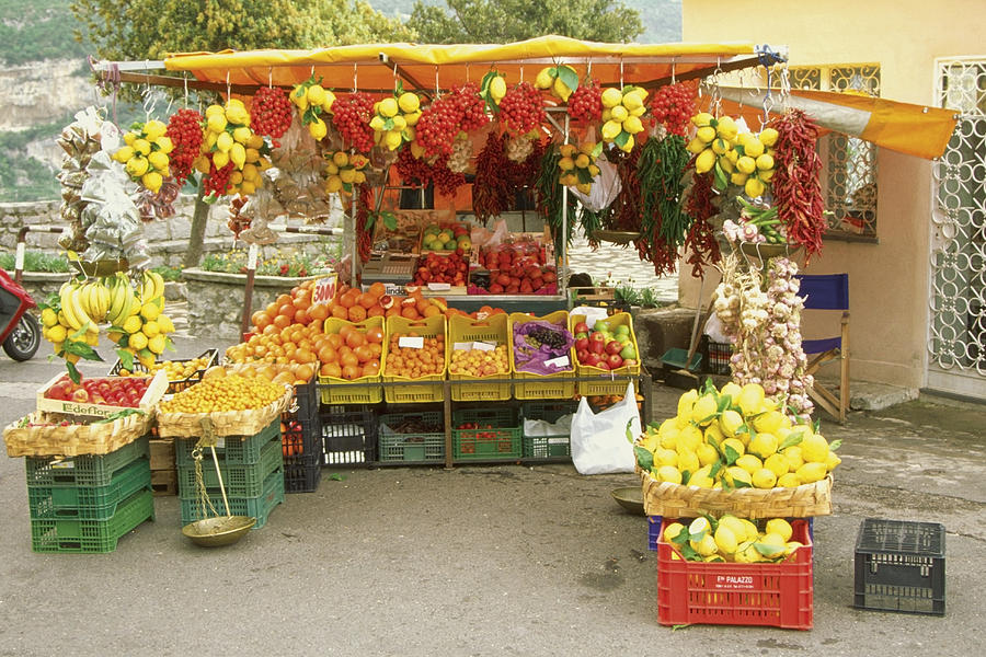 Fruit stand in a market, Amalfi, Italy Photograph by Medioimages/Photodisc