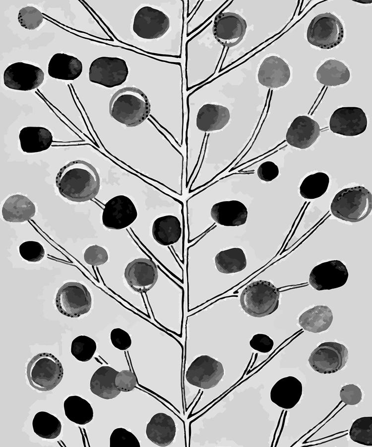 Flower Drawing - Fruit Tree Hand Drawn Sketch Watercolor Apple Tree Drawing Fruit Tree Black And White Drawings Ferti by Mounir Khalfouf