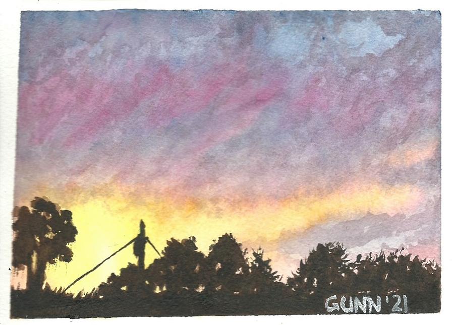 Fruitland Sunset 1 Painting by Katrina Gunn