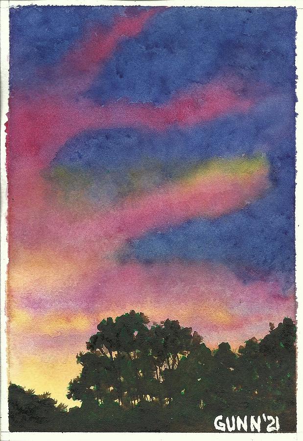 Fruitland Sunset 3 Painting by Katrina Gunn