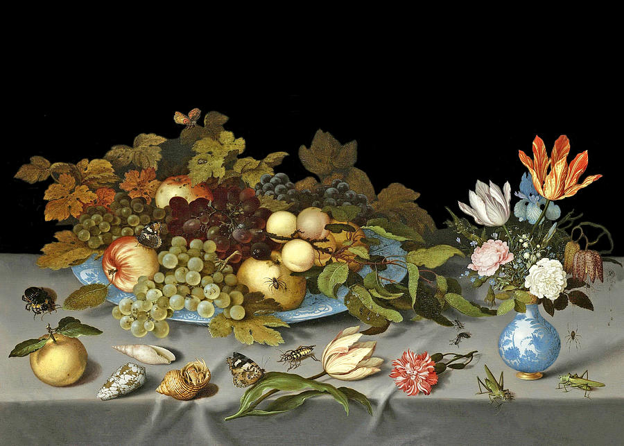 Fruits and Flowers in Vase in 1621 Photograph by Munir Alawi