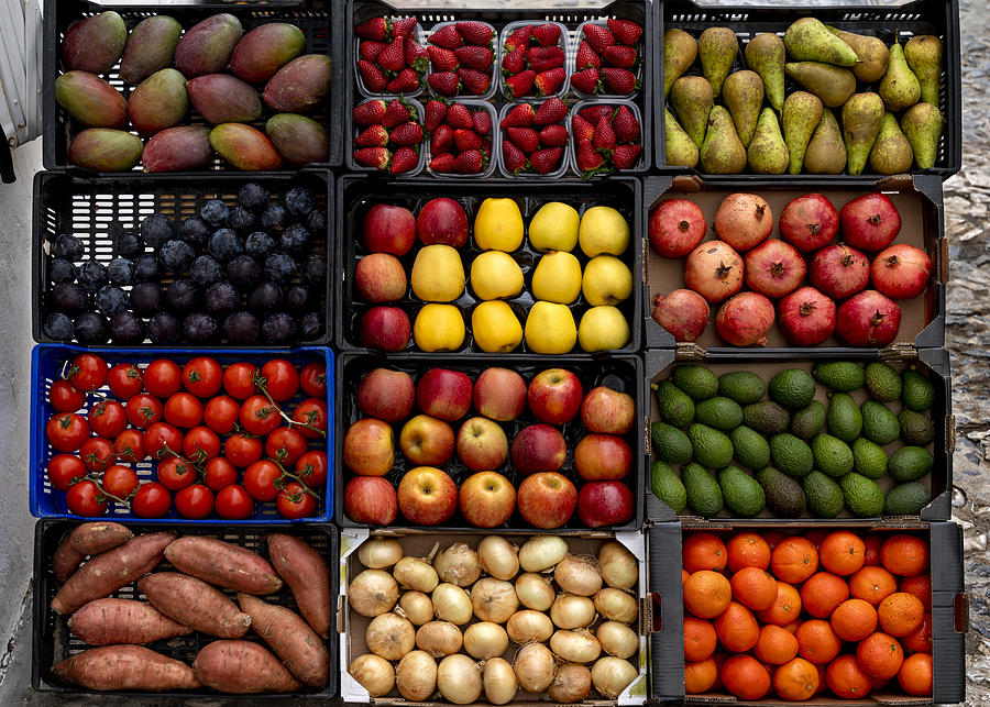Fruits And Vegetables For Sale At Market Stall Photograph by Javier Zayas Photography
