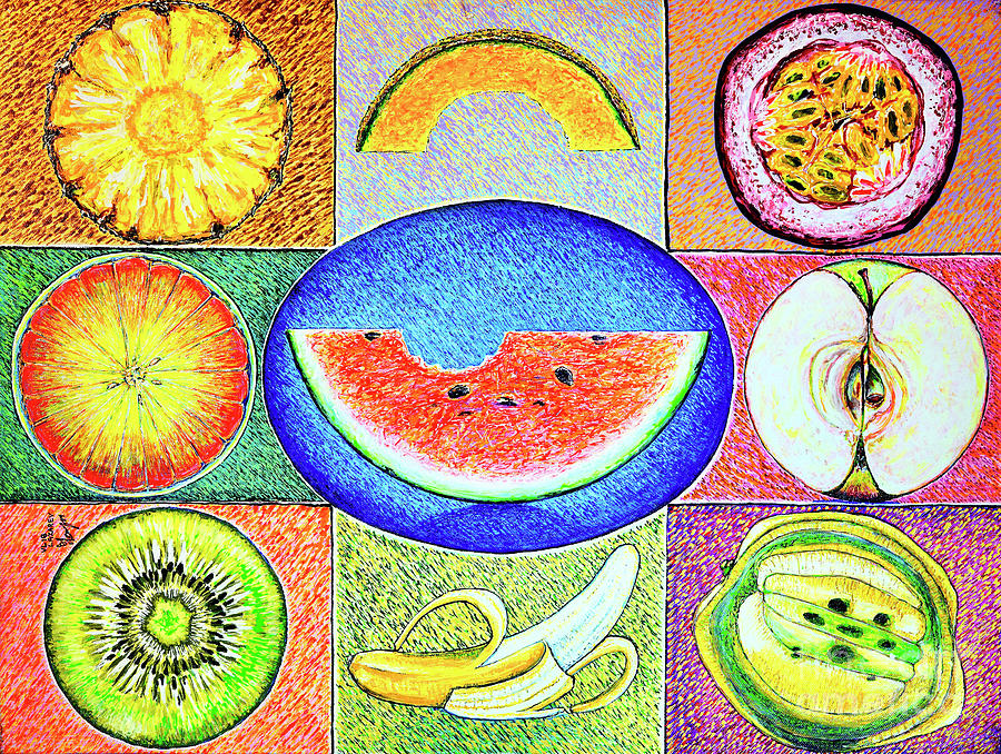 Fruit Painting - Fruits by Viktor Lazarev