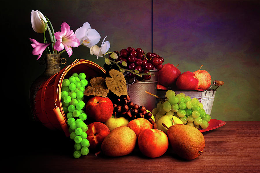 Fruits with Flowers Still Life Photograph by Tom Mc Nemar