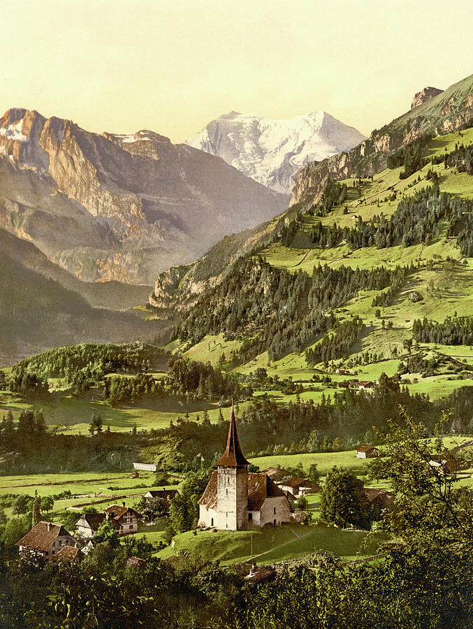 Frutigen, Doldenhorn Church and Balmhorn, Bernese Alps, Bern ...