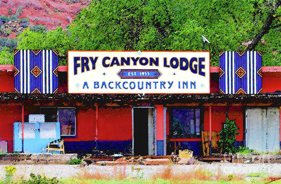 Lodge Painting - Fry Canyon Lodge Utah  by David Lee Thompson