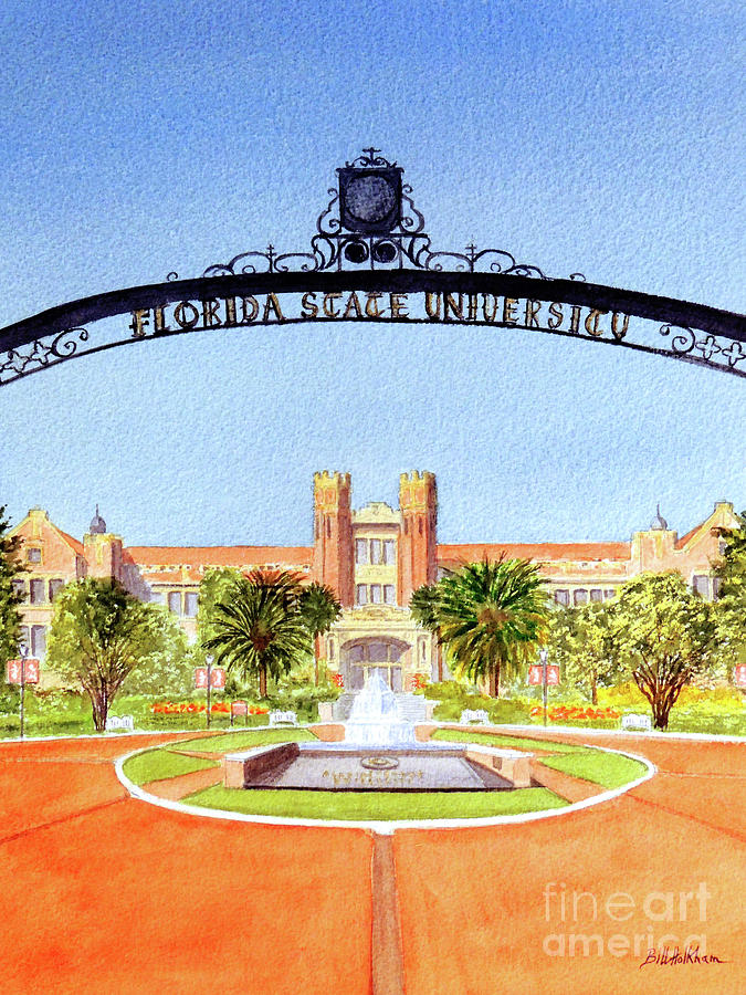 FSU Campus Tallahassee Florida Painting by Bill Holkham