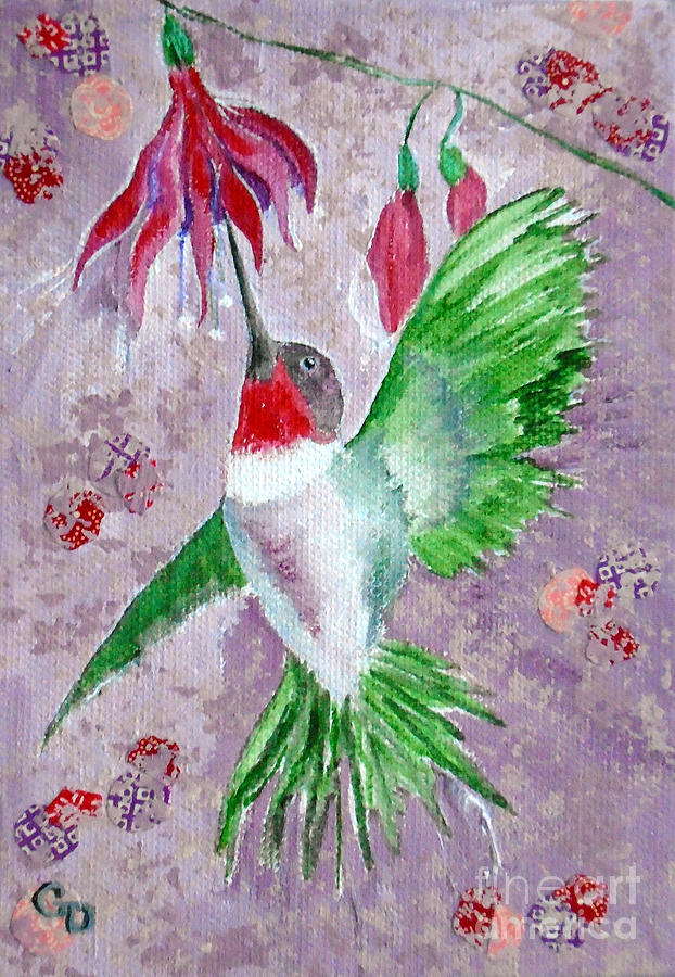Fuchsia Hummingbird  Painting by Georgia Donovan