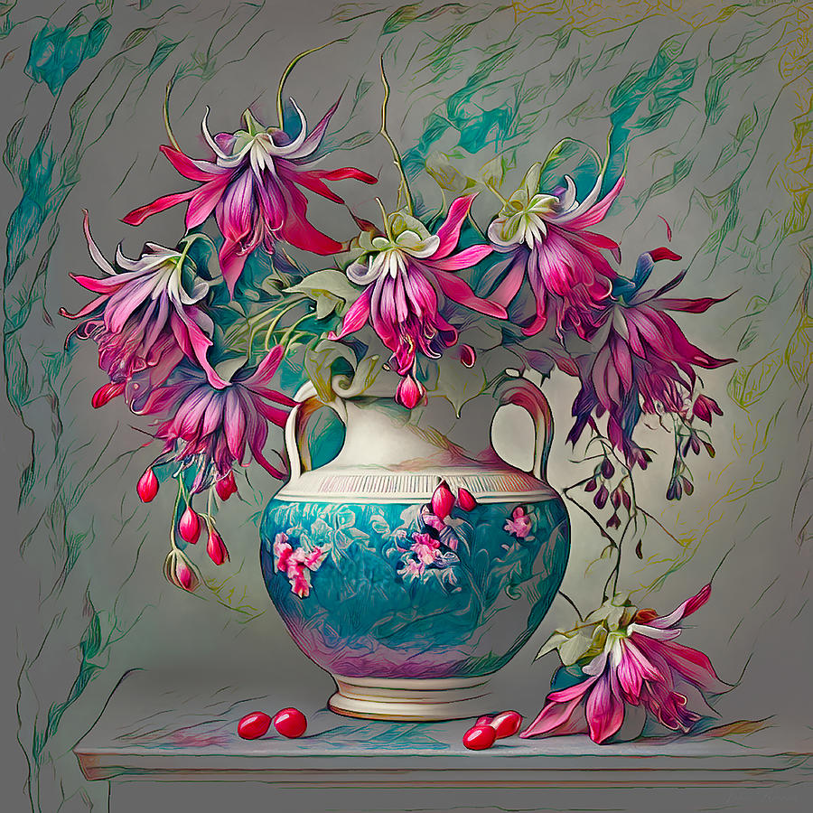 Fuchsia in Vase Photograph by John Rivera