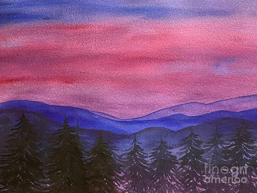 Fuchsia Sunset Painting by Lisa Neuman