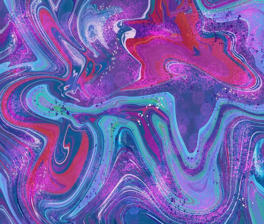 Fuchsia, teal and purple marbled abstract Digital Art by Dinah Rose ...