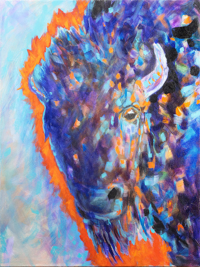 Buffalo Painting - Fuego by Brenda Peo