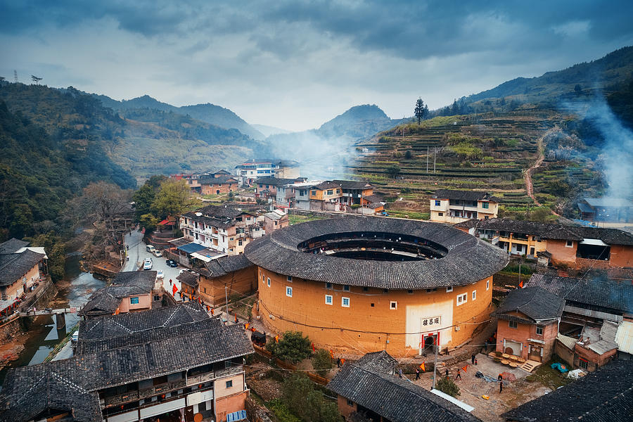 Fujian Tulou aerial view in China Photograph by Songquan Deng