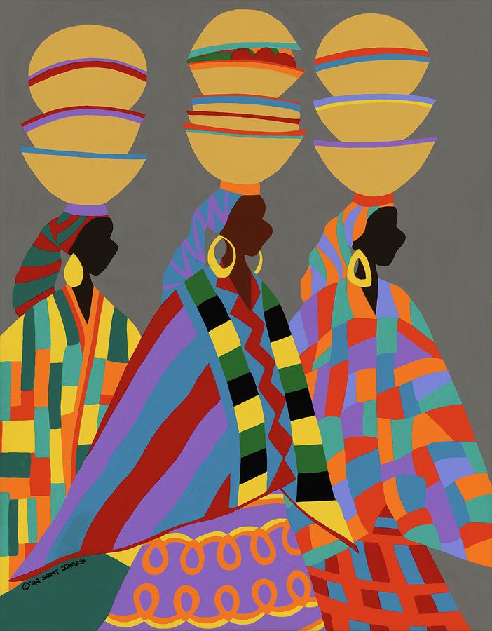 Fulani Sisters Painting by Synthia SAINT JAMES