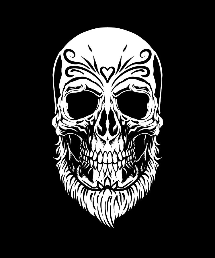 Full Beard Skull Trimmed Groomed - Dad Long Bearded Digital Art by ...