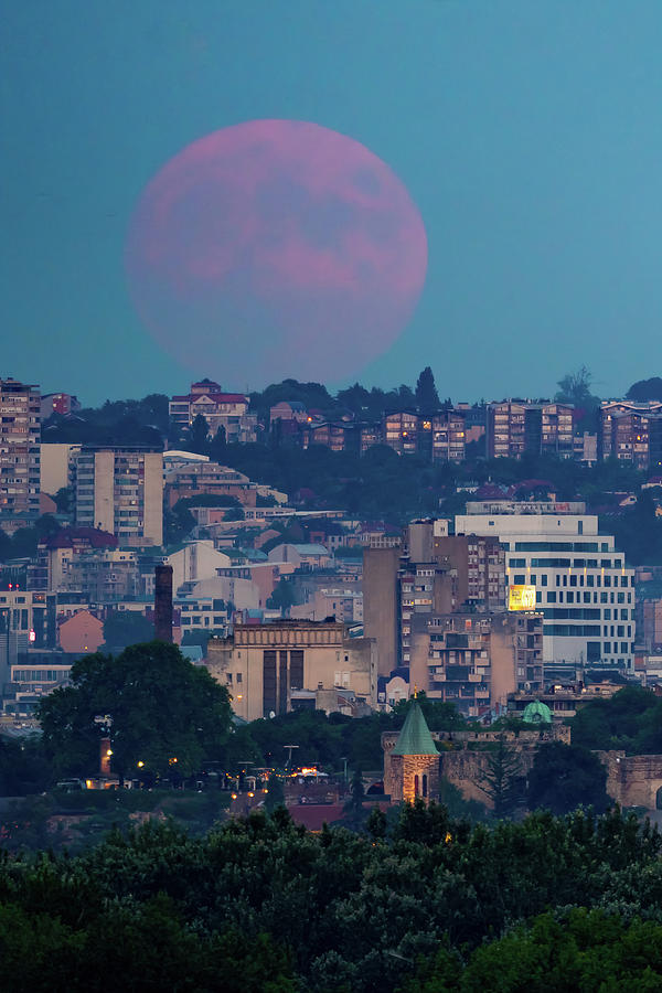 Moon Photograph - Full Blood Red Moon rising over Ruzica Church in Belgrade by Dejan Kostic Moon Photograph - Full Blood Red Moon rising over Ruzica Church in Belgrade by Dejan Kostic