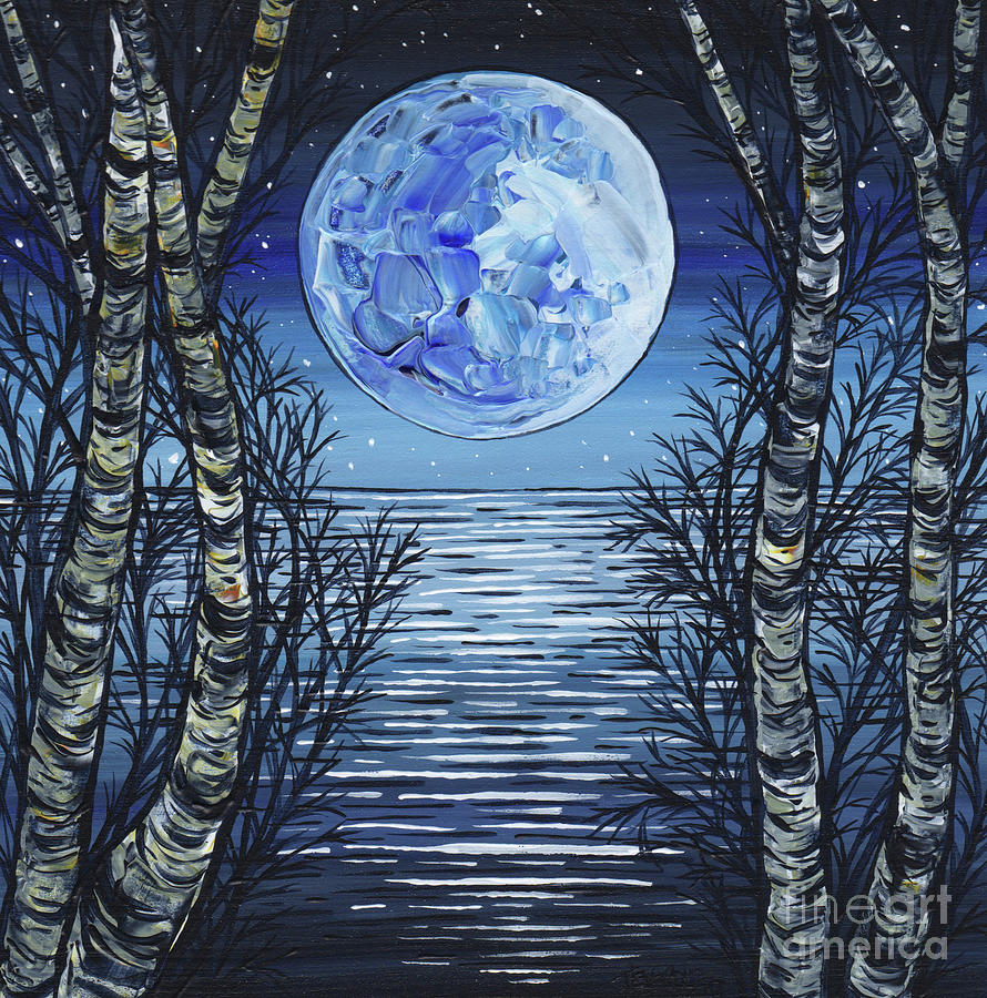 Full Blue Moon Painting by Tracy Levesque