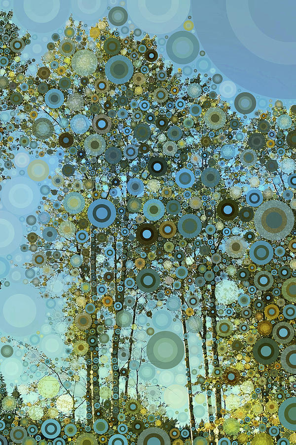 Full Circle Trees in Blue Digital Art by Peggy Collins