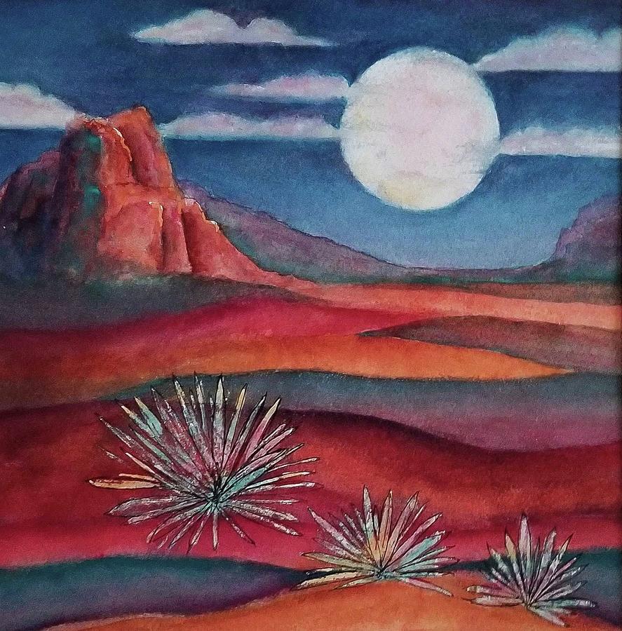 Full Desert Moon Mixed Media by Terry Ann Morris