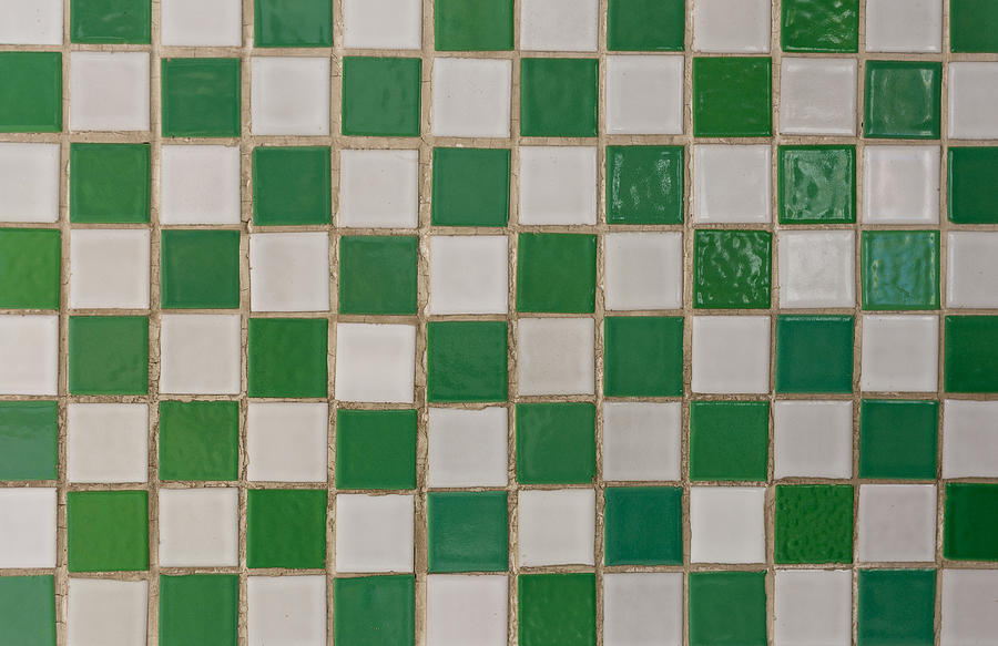 Full frame shot of green and white mosaic tiles Photograph by Adél Békefi