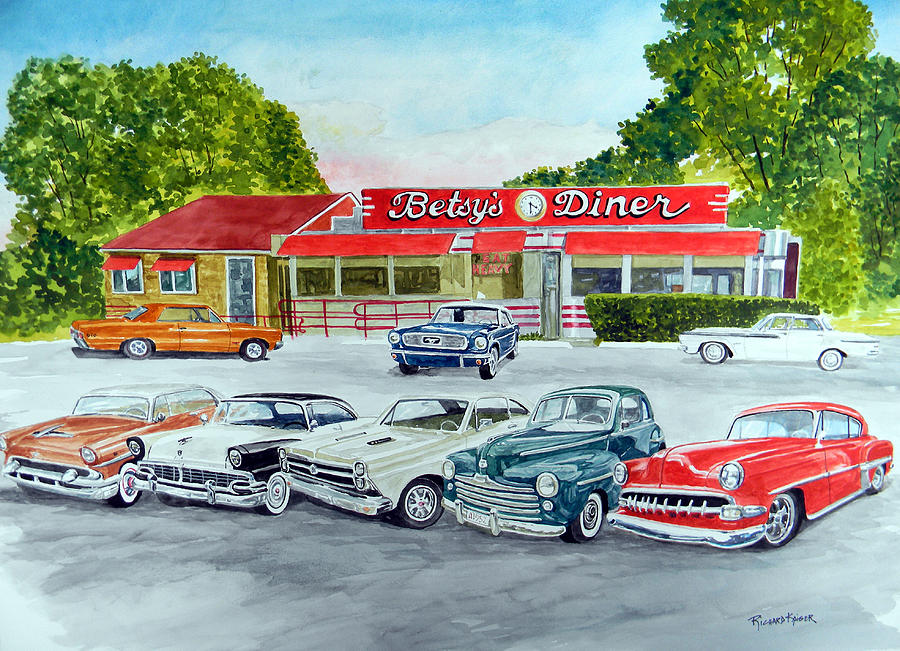 Full house at Betsy's Diner Painting by Richard Kaiser | Fine Art America