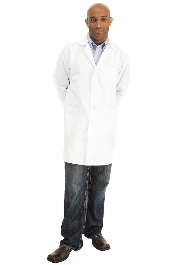 Full length African American Male wearing a white lab coat Photograph by Akurtz
