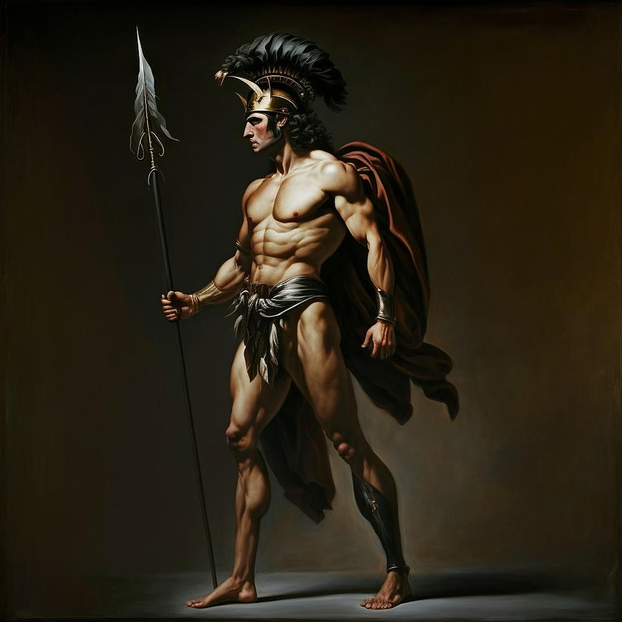 full length portrait of greek warrior achilles by Asar Studios Painting ...