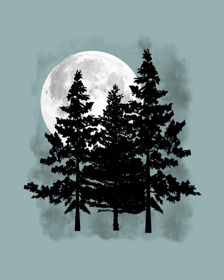 Full Moon and Trees Mixed Media by Masha Batkova