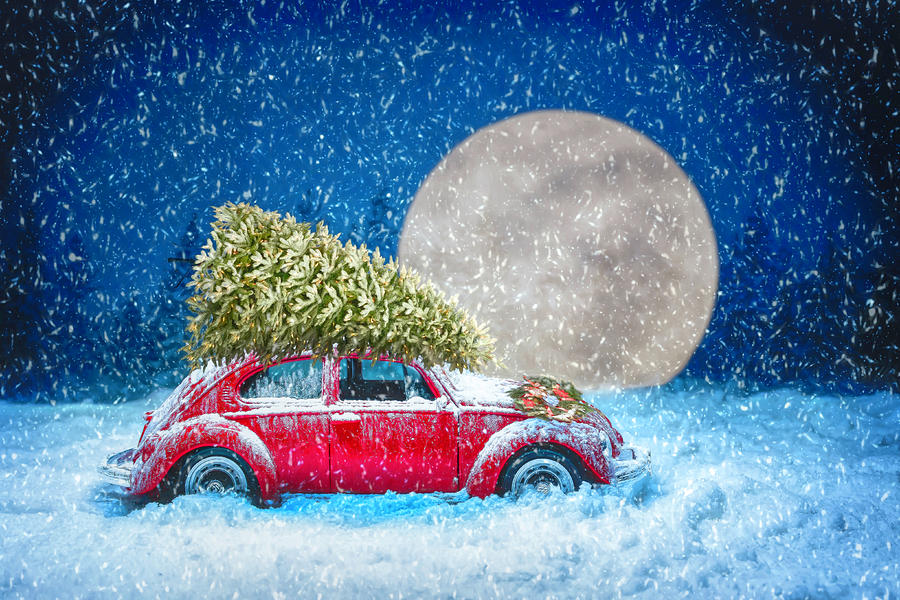 Full Moon at Christmastime Digital Art by Debra and Dave Vanderlaan