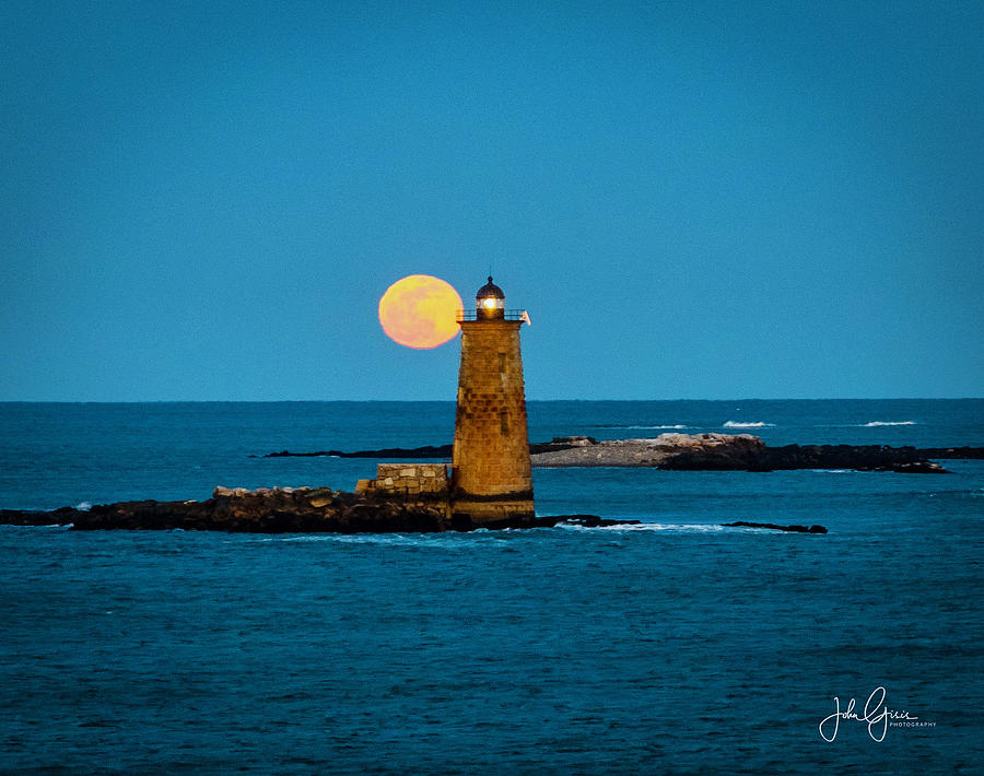 Full Moon at Whaleback Lighthouse  Photograph by John Gisis