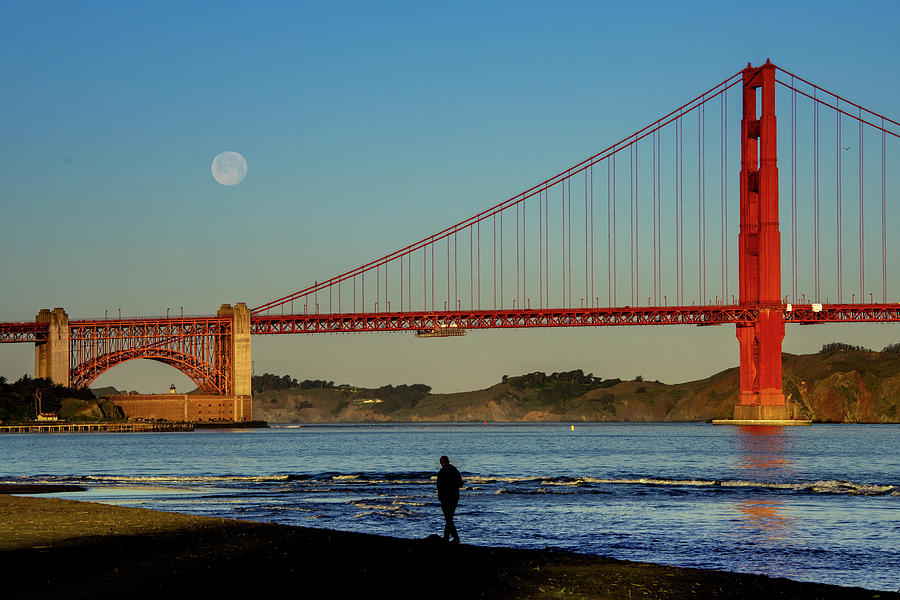 Full Moon Over the Golden Gate Photograph by Ken Stampfer
