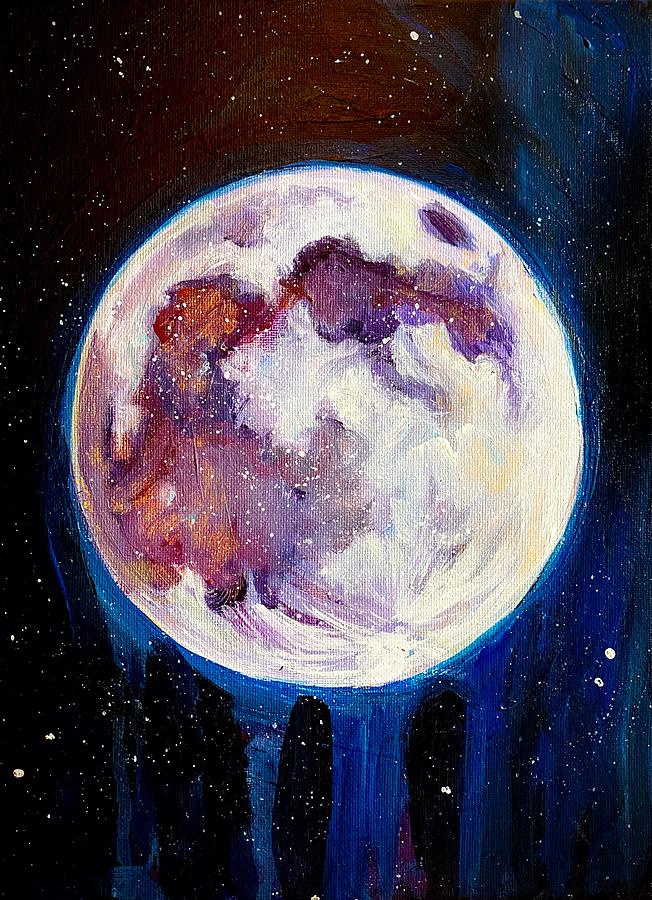 Moon Painting - Full Moon by Carrie Martinez