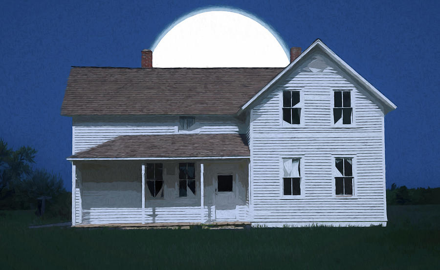Full Moon Country House Digital Art by Dan Sproul