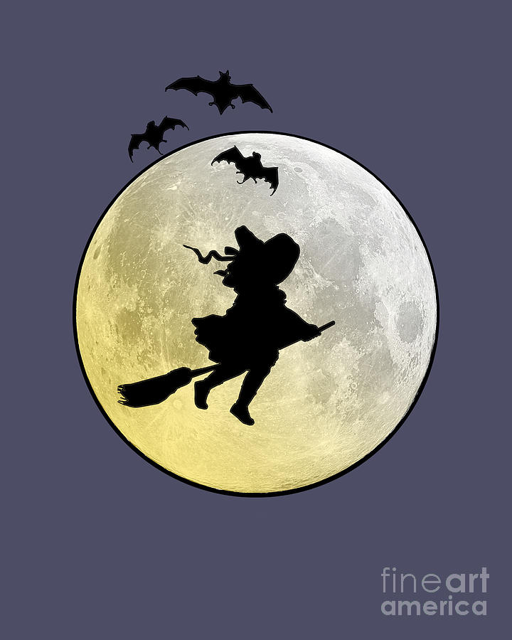 Bat Mixed Media - Full moon Halloween scene by Madame Memento