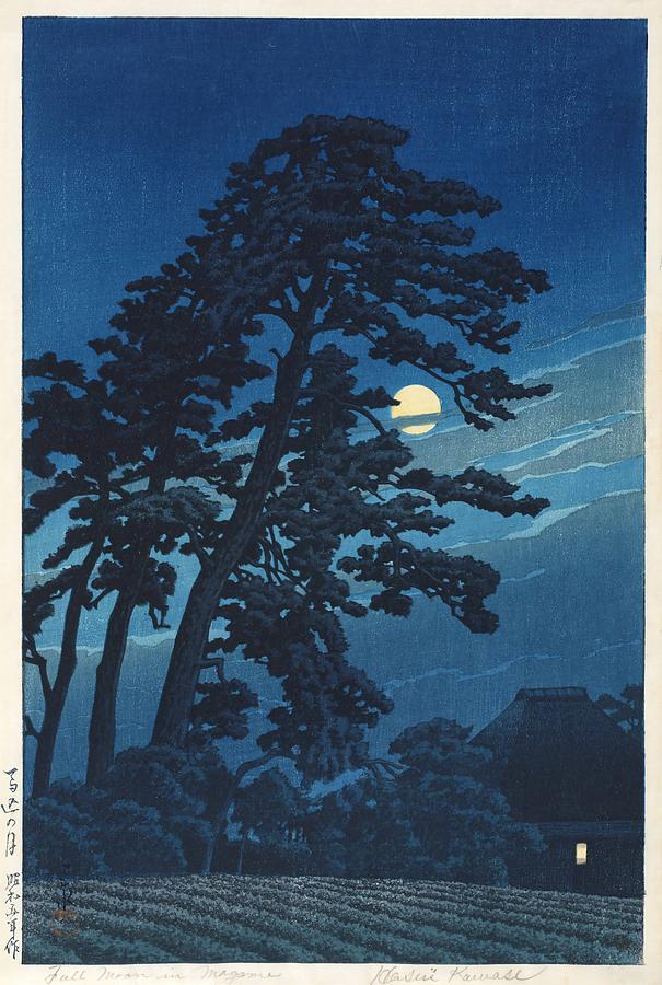 Hasui Painting - Full moon in Magome  by Kawase Hasui