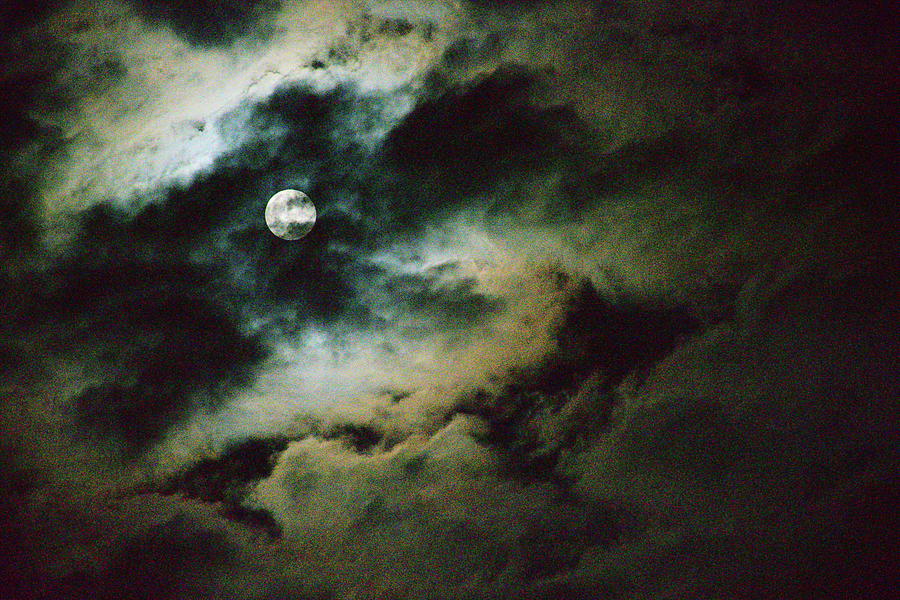 Full Moon In The Clouds Photograph by Christopher Mercer