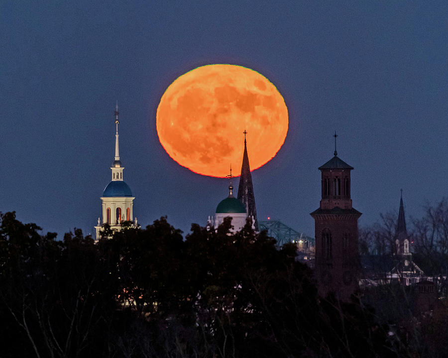 Full Moon over Cambridge Photograph by Ken Stampfer